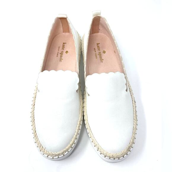 Kate Spade | White Slip Ons Flats Leather Loafers 8 - Picture 1 of 8